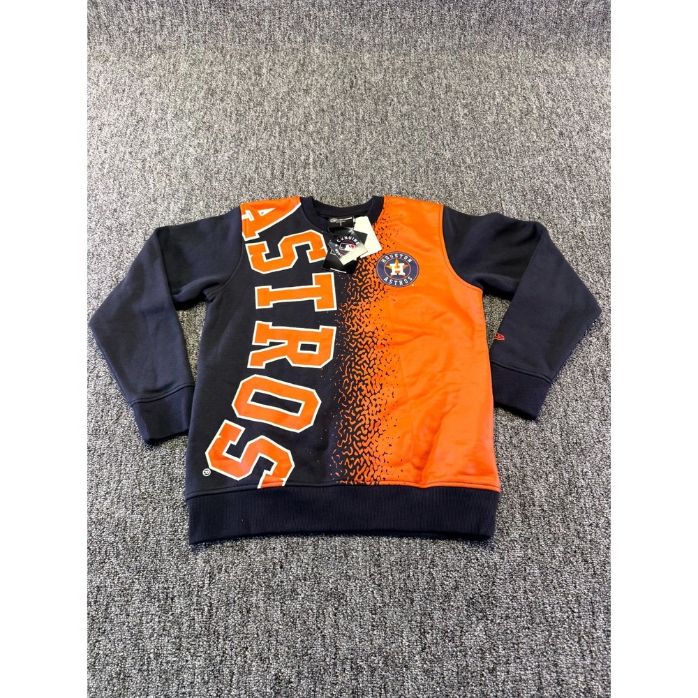 Houston Astros Sweatshirt Youth M8 Black Orange New Era Baseball MLB Graphic